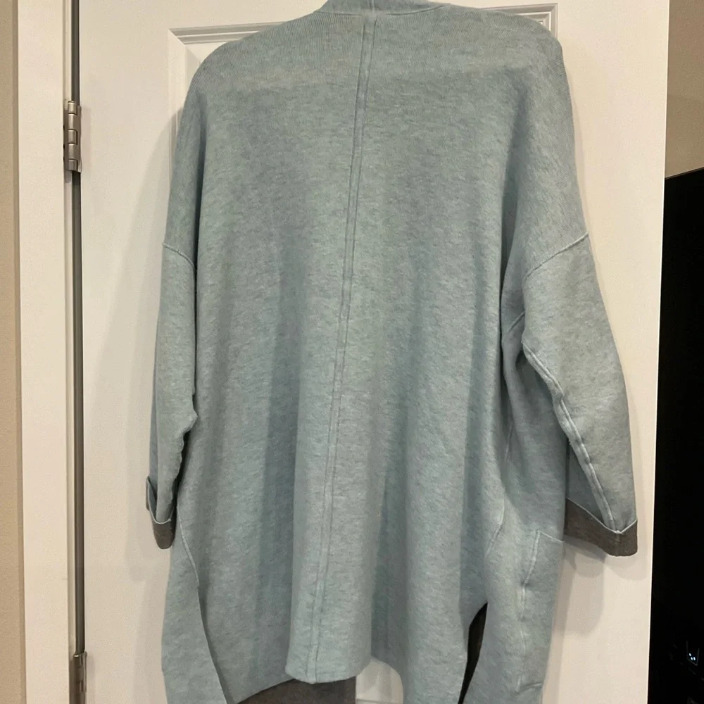 J. Jill Light Teal and Grey Reversible Cardigan - Picture 2 of 5